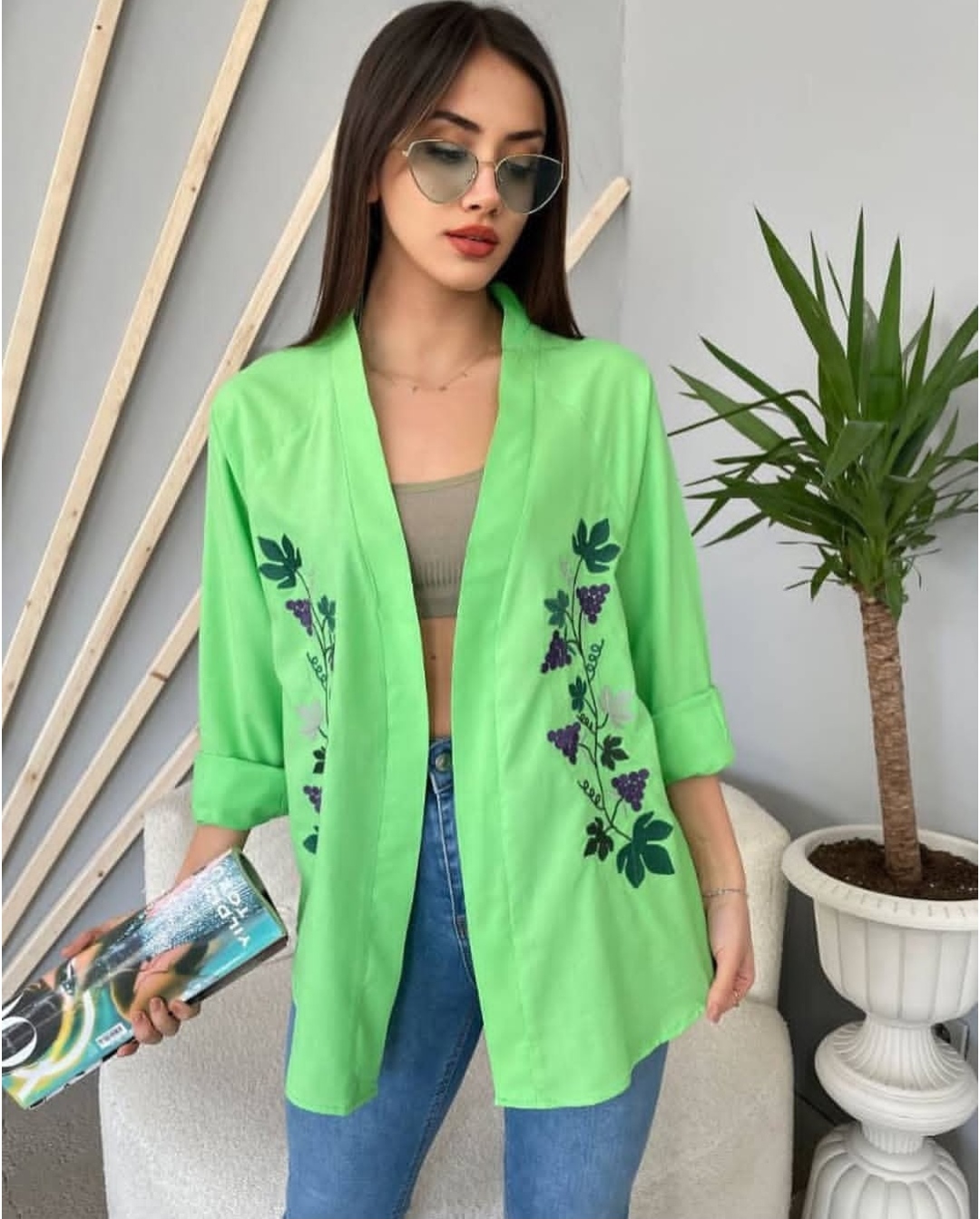 رویه زنانه دوخت انگوری  جلوباز نخی و سبک برند ترک